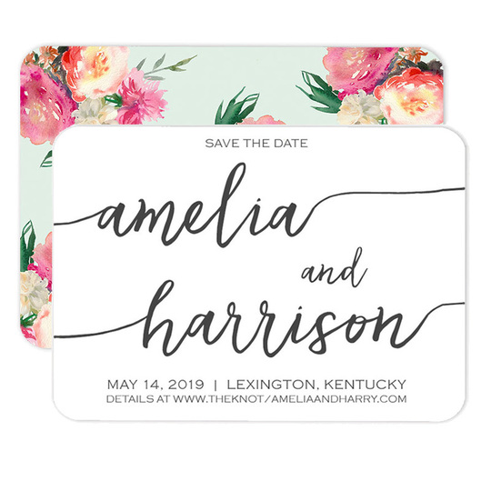 Mint Large Swoosh Names Save the Date Announcements
